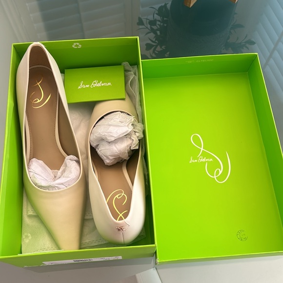 Sam Edelman BIANKA IVORY LEATHER KITTEN HEEL Pointed Toe PUMP NIB NEW sz 9.5 - Picture 17 of 17